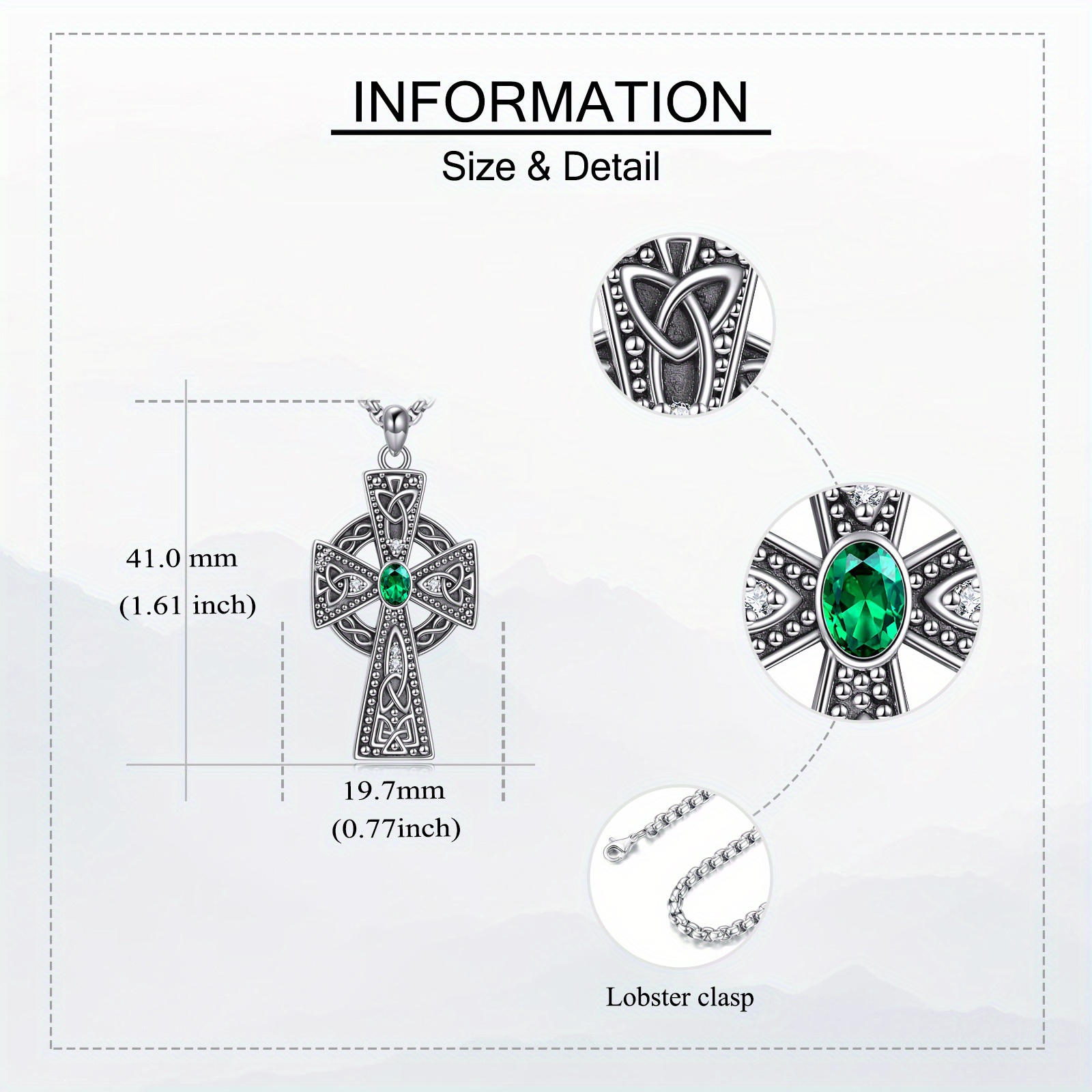 Men's 925 Sterling Silver Celtic Cross Necklace